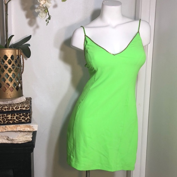 ARC &‎ CO. Strappy Green Beaded Mini Dress - Picture 3 of 12
